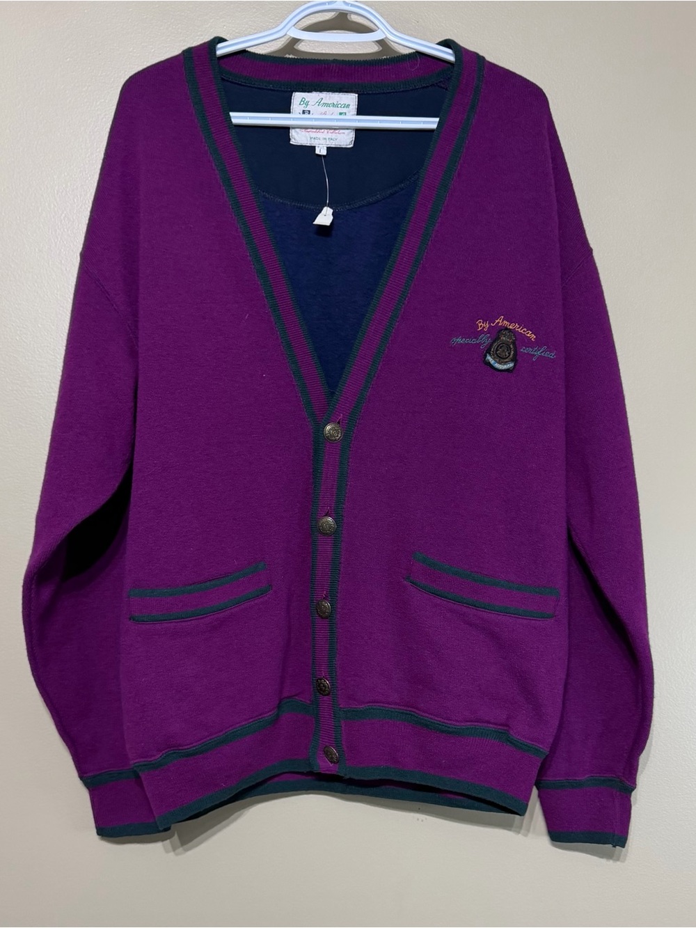 NWT By American Made in Italy Collegiate Preppy Button Down Cardigan